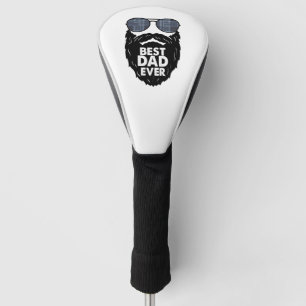 Best Dad ever beard bearded Dad sunglasses black Golf Head Cover