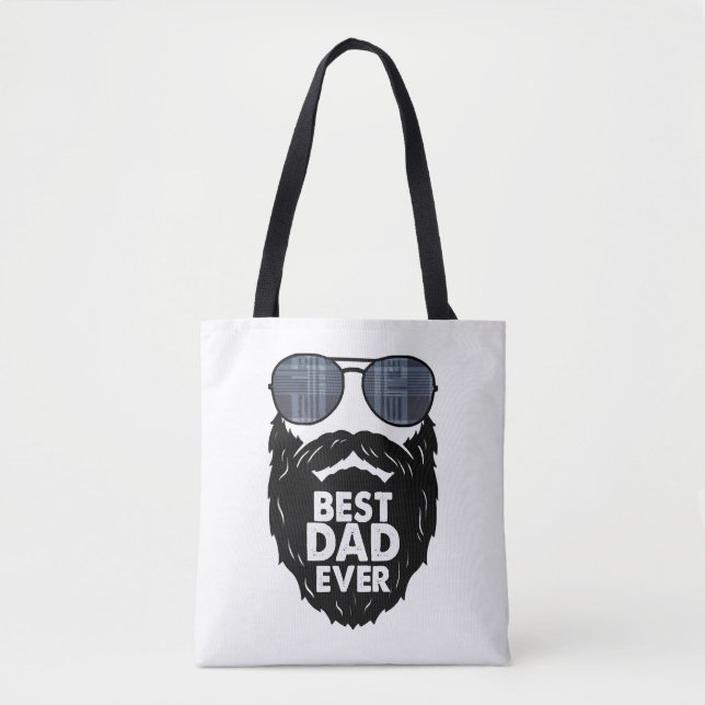 Best Dad ever beard bearded Dad sunglasses black Tote Bag (Front)