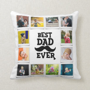 Best Dad Ever Birthday Photo Collage White Cushion