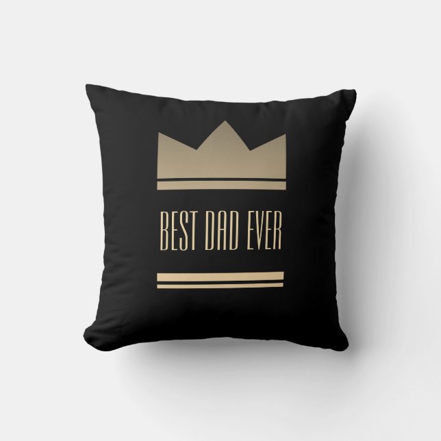 Best Dad Ever Black and Gold King Crown Modern Cushion (Front)