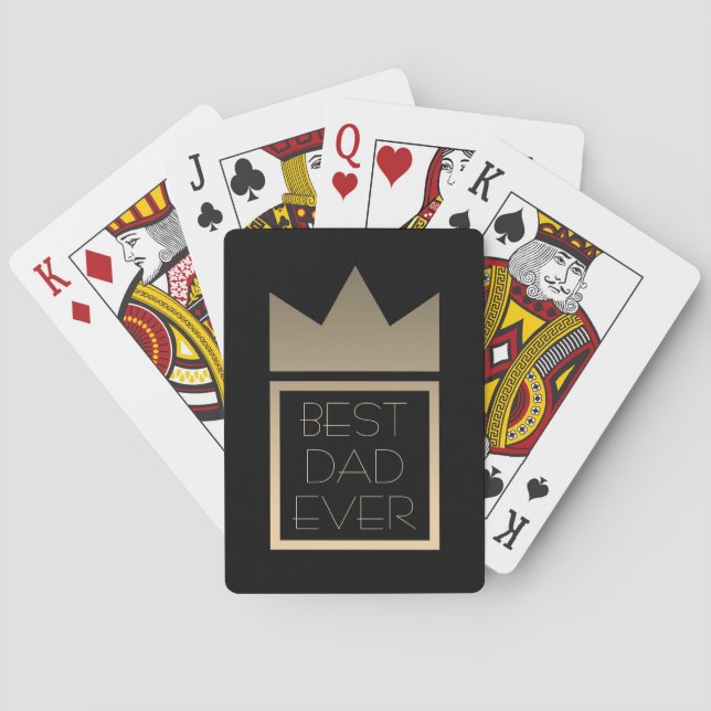 Best Dad Ever Black and Gold King Crown Royal Playing Cards (Back)