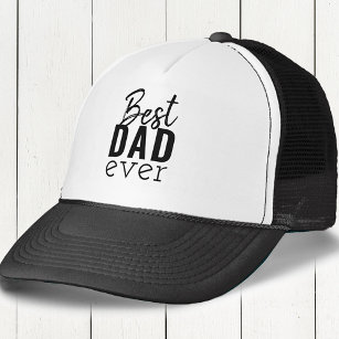 Best Dad Ever Black and White Typography Trucker Hat