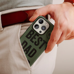Best Dad Ever Black + Army Green Monogram iPhone 14 Pro Case