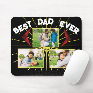 Best Dad Ever Black Family Photo Collage Keepsake Mouse Pad
