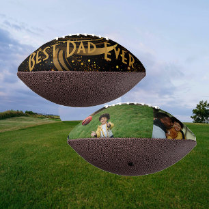 Best Dad Ever Black Leafy Gold Swirls 2 Photos Fun Football