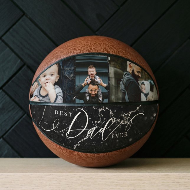 Best Dad Ever Black Marble Fathers Day Collage Basketball (Best Dad Ever Black Marble Fathers Day Collage Basketball)