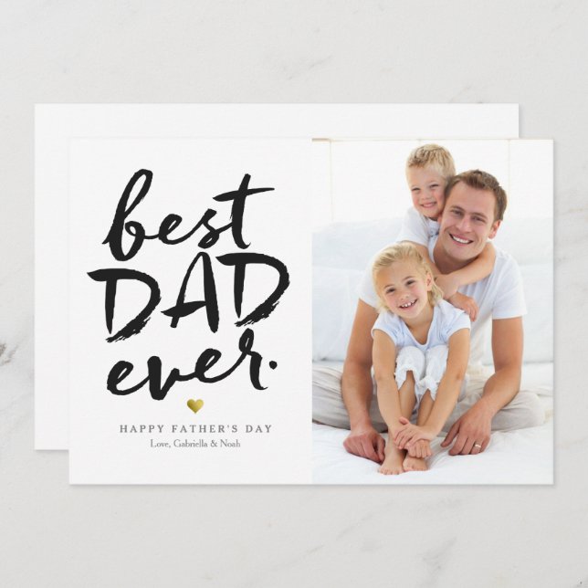 Best Dad Ever | Black On White Invitation (Front/Back)