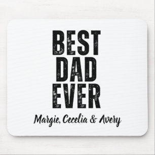 Best Dad Ever Black Script Personalised Name Gift Mouse Pad
