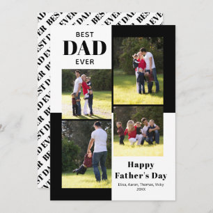 Best Dad Ever black, white Father's Day photo card