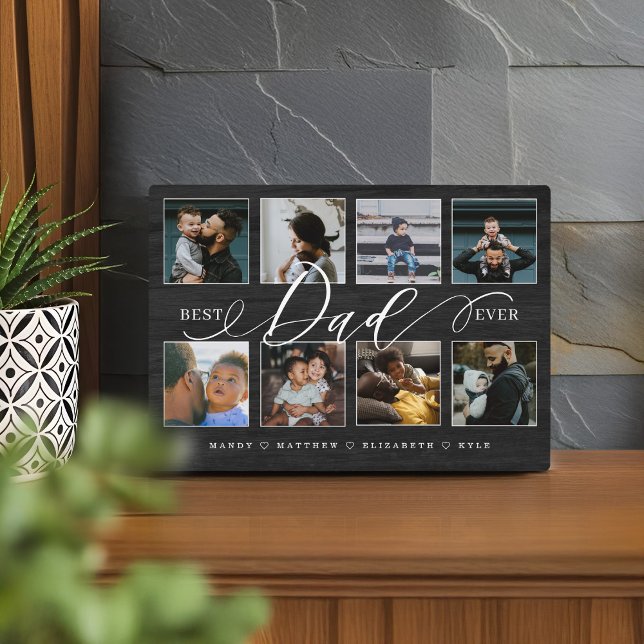 Best Dad Ever Black Woodgrain Photo Collage Plaque (Best Dad Ever Black Woodgrain Photo Collage Plaque)