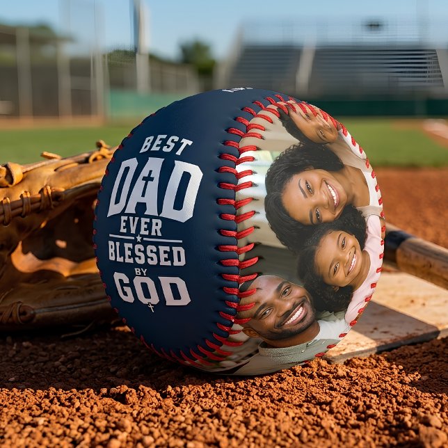 Best Dad Ever Blessed by God Personalised Photo Baseball (Creator Uploaded)