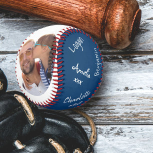 Best Dad Ever Blue 2 Photo Signed Baseball