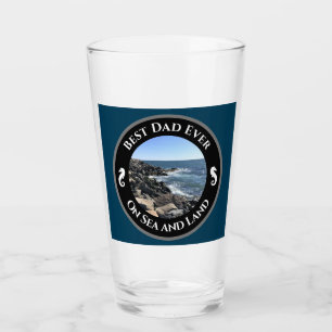 Best Dad Ever Blue Atlantic Ocean Rocky Seashore G Glass