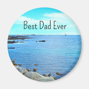 Best Dad Ever Blue Ocean Photo Azure Sky Magnet