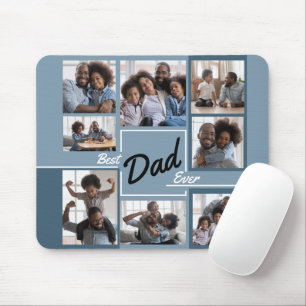 Best Dad Ever Blue Photo Collage Father’s Day Mouse Pad