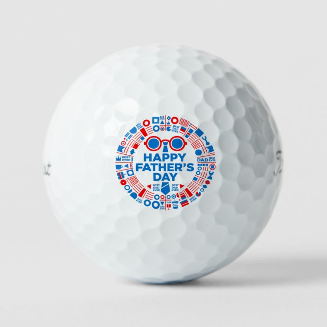 Best Dad Ever Blue Red Graphic Gift for Dad Golf Balls (Front)