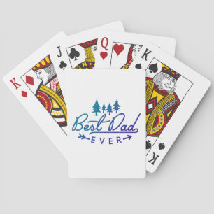 Best Dad Ever Blue Typography with Trees Playing Cards