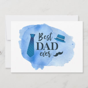 Best DAD ever Blue Watercolor Tie Hat Father's Day Announcement