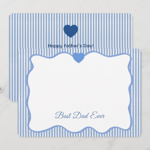 Best Dad Ever Blue Wavy frame Personalised Card