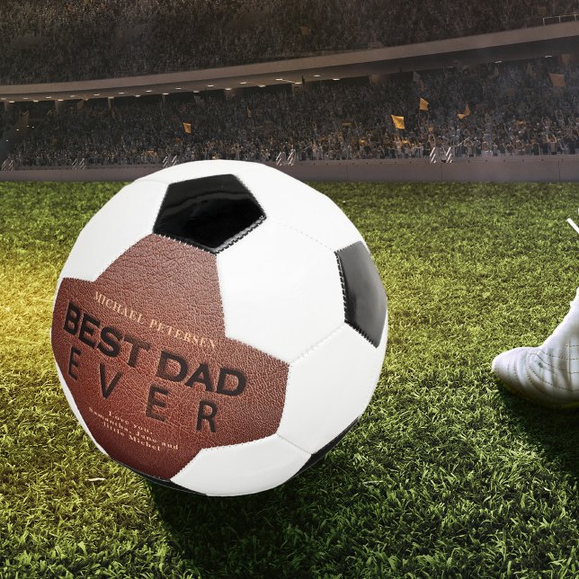 Best dad ever brown leather Father's Day love you Soccer Ball (Creator Uploaded)