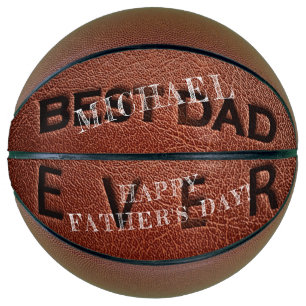 Best dad ever brown leather stamp Father's Day Basketball