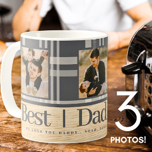 Best Dad Ever Buffalo Plaid Wood Photo Fathers Day Coffee Mug