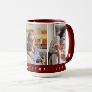 Best Dad Ever Burgundy With 3 Photo Grandma Mug