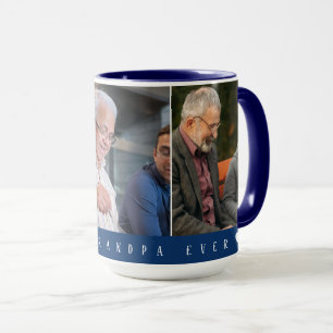 Best Dad Ever Burgundy With 3 Photo Grandpa Mug