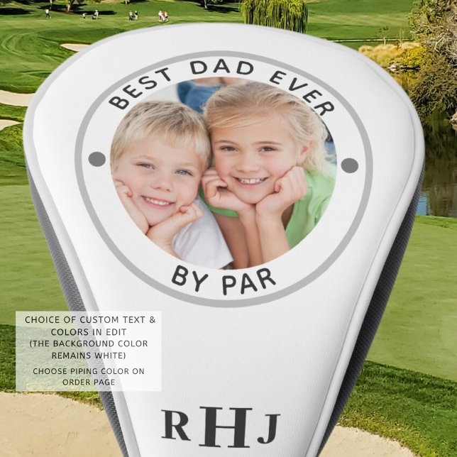 BEST DAD EVER BY PAR Photo Monogram Golf Head Cover (Creator Uploaded)