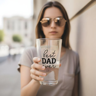Best Dad Ever Calligraphy Photo Glass