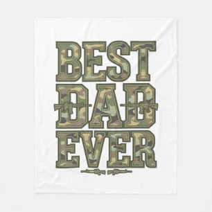 Best Dad Ever Camo Vintage Engraving Design_1 Fleece Blanket