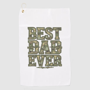 Best Dad Ever Camo Vintage Engraving Design_1 Golf Towel