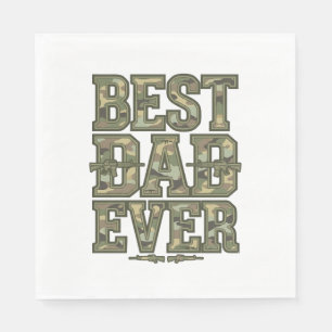 Best Dad Ever Camo Vintage Engraving Design_1 Napkin