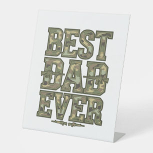 Best Dad Ever Camo Vintage Engraving Design_1 Pedestal Sign