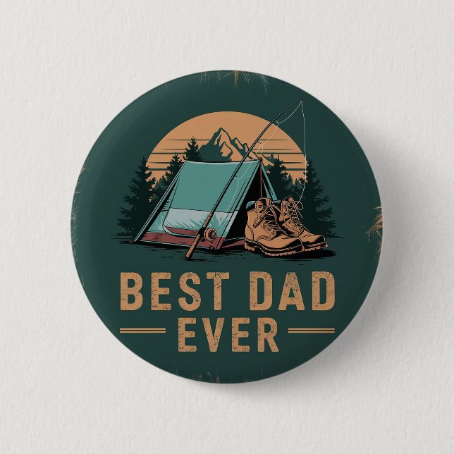 Best Dad Ever Camping Design  6 Cm Round Badge (Front)