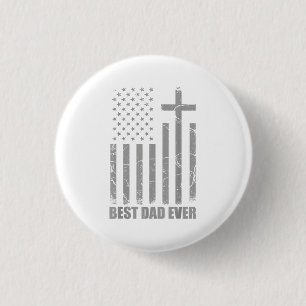 Best Dad Ever Christian Patriotic Dad USA Flag Fat 3 Cm Round Badge