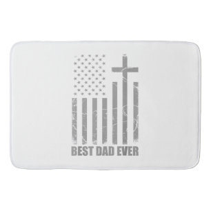 Best Dad Ever Christian Patriotic Dad USA Flag Fat Bath Mat