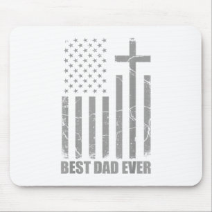 Best Dad Ever Christian Patriotic Dad USA Flag Fat Mouse Pad