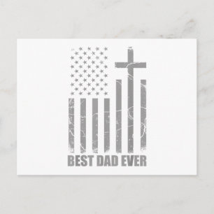 Best Dad Ever Christian Patriotic Dad USA Flag Fat Postcard