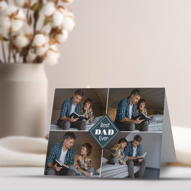  "Best dad ever" Collage Photo Folded Holiday Card (Creator Uploaded)