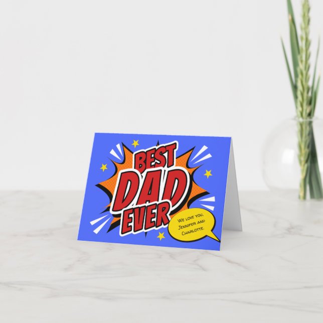 Best Dad Ever Comic Superhero Fathers Day Card (Front)