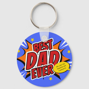 Best Dad Ever Comic Superhero Fathers Day Key Ring