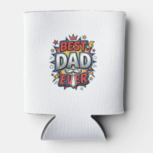 Best Dad Ever Comic Vintage Engraving Shirt Design Can Cooler