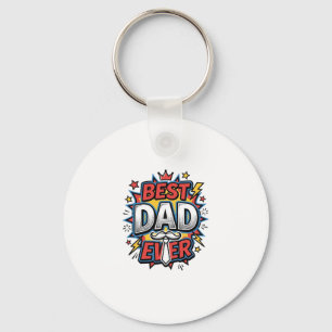 Best Dad Ever Comic Vintage Engraving Shirt Design Key Ring