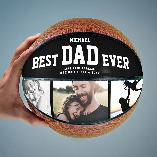 BEST DAD EVER Cool Trendy Unique Photo Collage Basketball (Creator Uploaded)