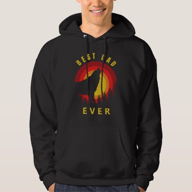 "Best Dad Ever" Coyote Wolf Sunrise Hoodie (Front)