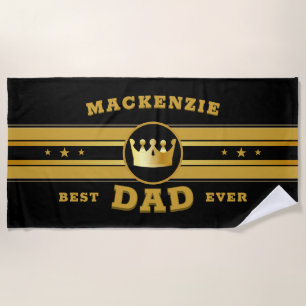 Best Dad Ever Crown Name Gift Beach Towel