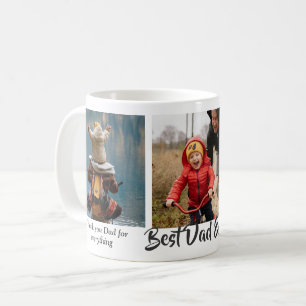 Best Dad Ever Custom 3 Photo Collage & Message Coffee Mug
