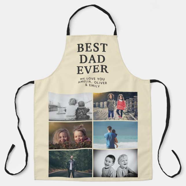 Best Dad Ever Custom 6 Photo Collage  Apron (Front)