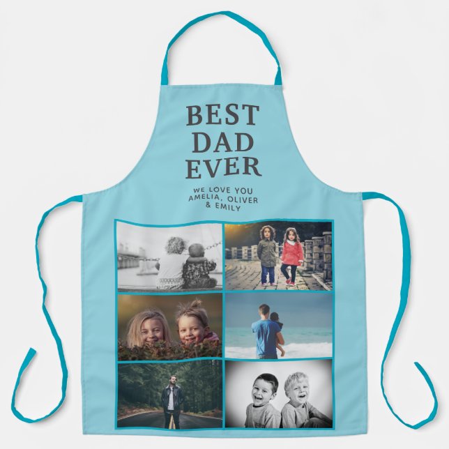 Best Dad Ever Custom 6 Photo Collage  Apron (Front)